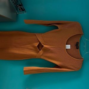 Mustard midi sweater dress